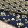 Bronzing gold wave sakura flower clumps vintage style fabric